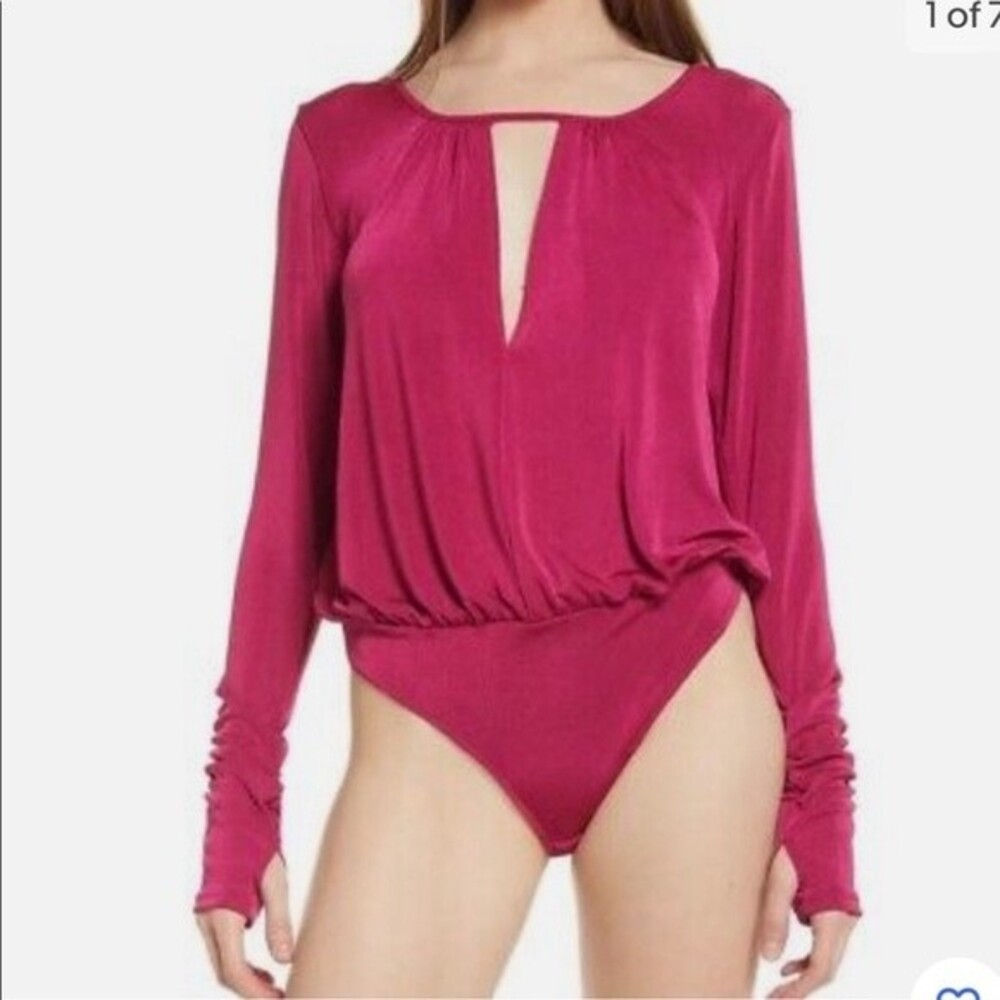 NWT Free People Kaya Long Sleeve Bodysuit Rose Hypnotic‎ Size XS